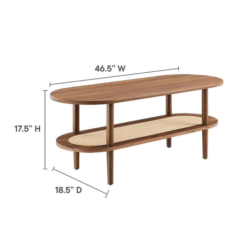 Colusa Modern Walnut Wooden Coffee Table with Shelf