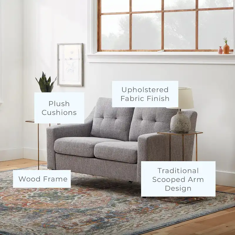 Brookside Ellen 54 Upholstered Scooped Arm Loveseat