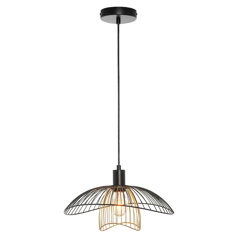 Elizabeth River of Goods Black and Gold Metal Double Shade 13.875-Inch Pendant Light - 14.375  x 13.875  x 9.75/57.75
