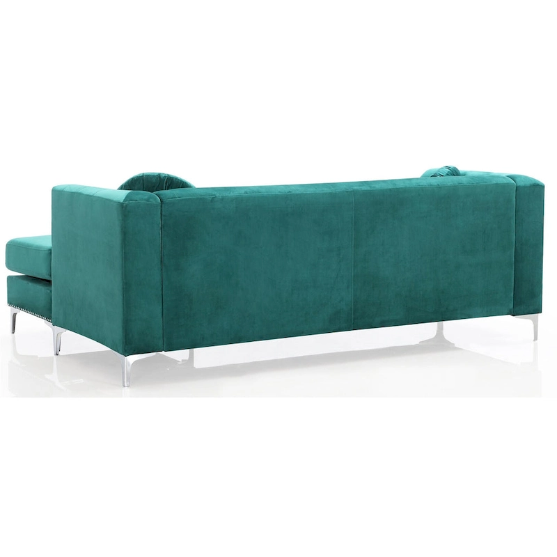 Pompano 83 in. Tufted Velvet Sectional with 2-Throw Pillow - 83L x 58W x 31H