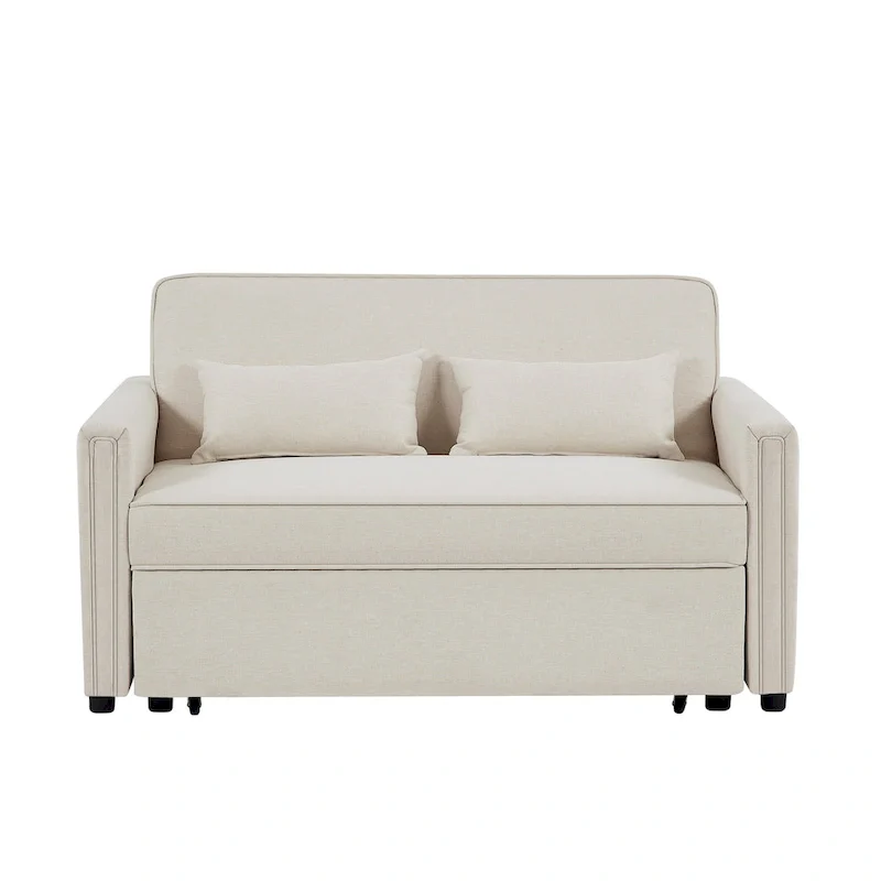 Linen Convertible Loveseat Sleeper Sofa with Adjustable Backrest - 38.60 x 54.00 x 31.90