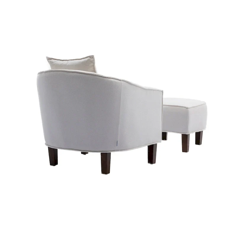 Upholstered Barrel Accent Chair with Ottoman