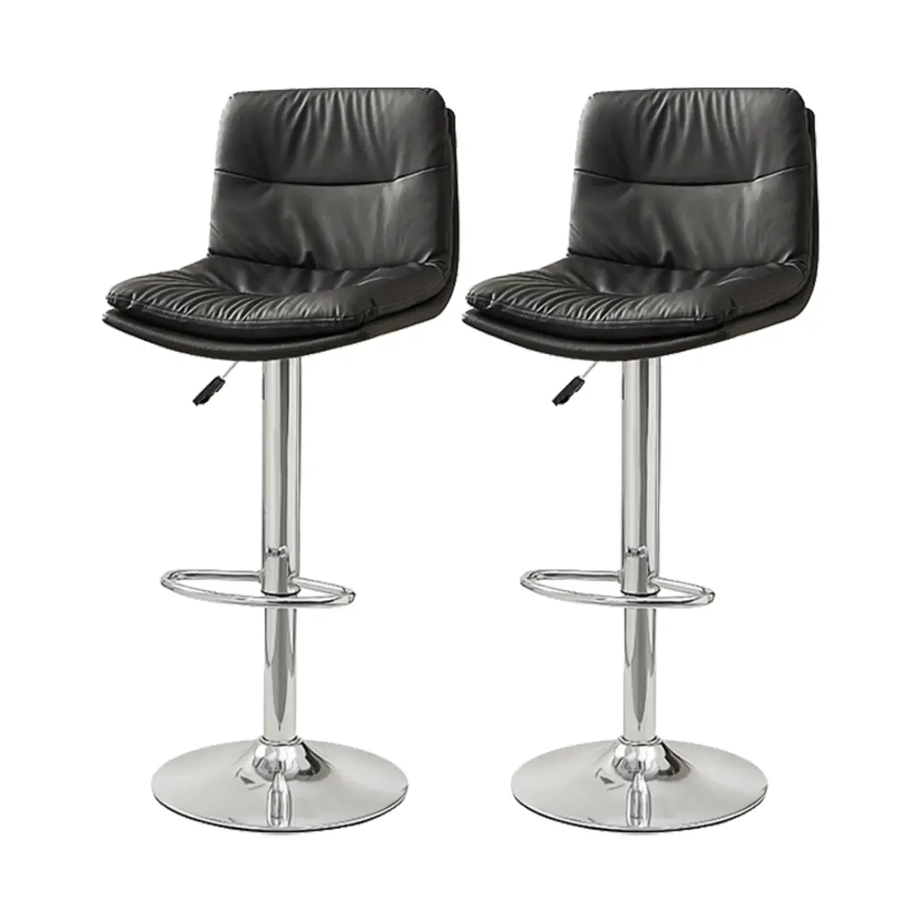 Modern Leather Saddle Swivel Adjustable Bar Stool