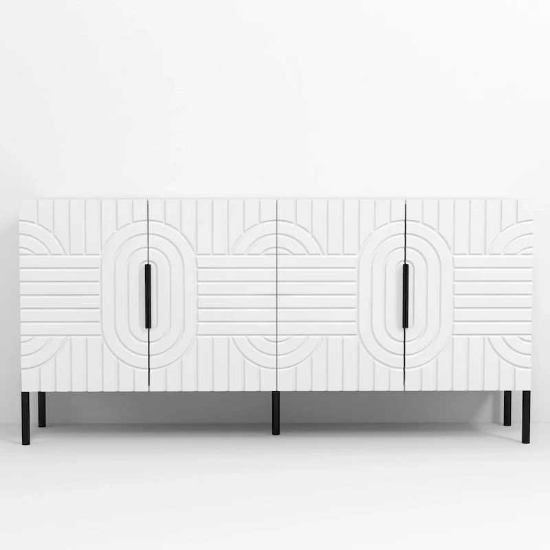 Chic Elegance 63 White European-Style Accent Buffet Sideboard Cabinet - 63 in Width