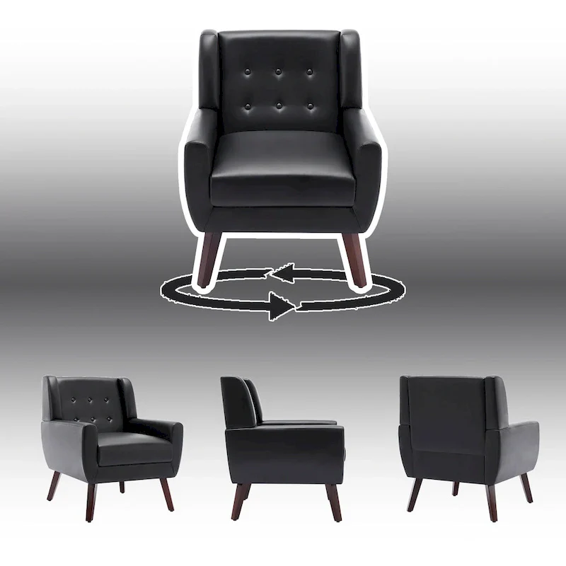 PU Leather Accent Chair Living Room Upholstered Armchair