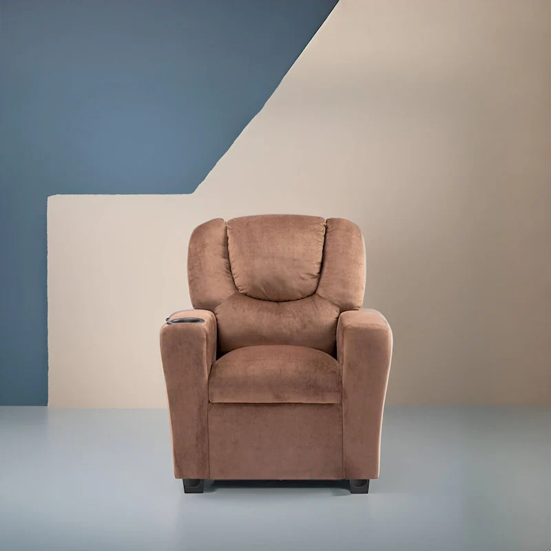 Kids Push Back Recliner Chair with Footrest and Cup Holders