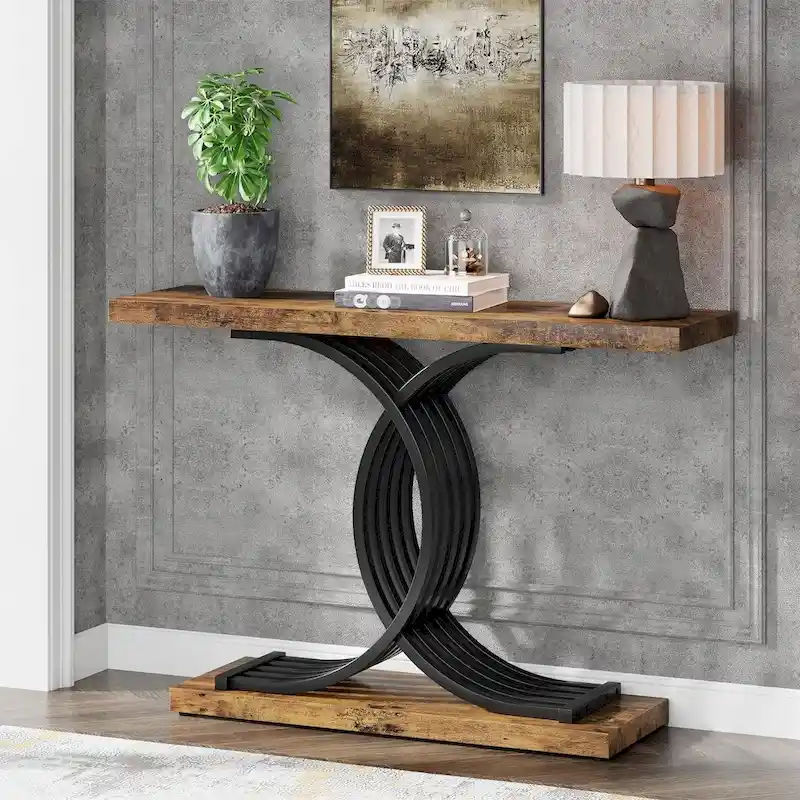 Modern Entryway Table, 39-Inch Console Accent Table, Narrow Wood Sofa Foyer Table