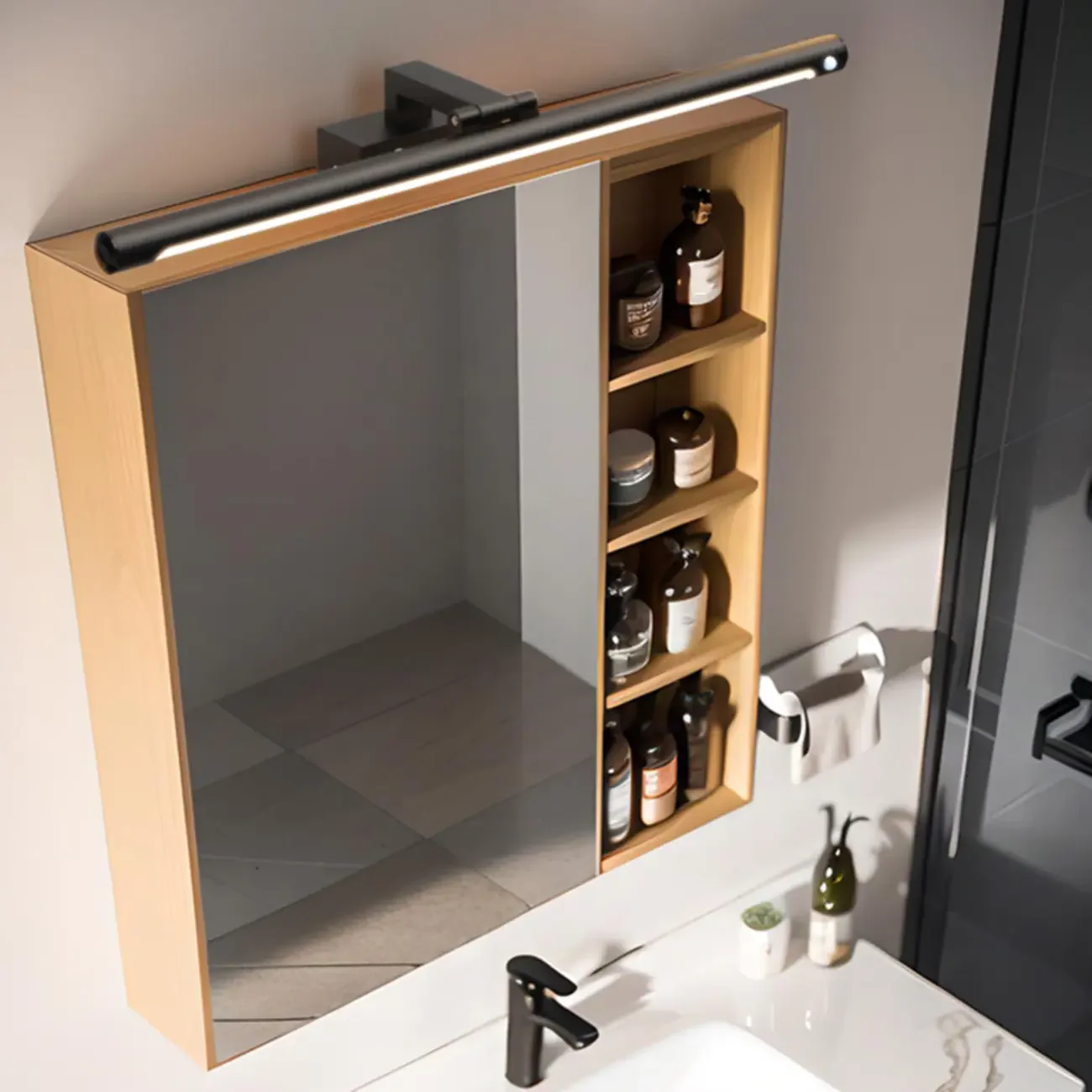 Modern Black Sleek Tubular LED Vanity Light