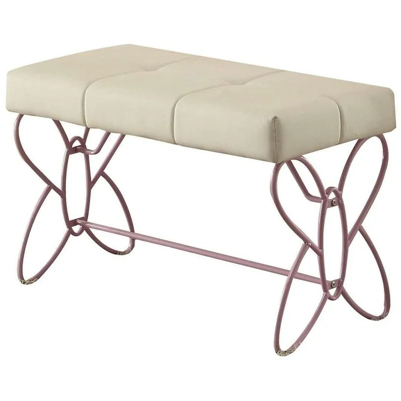 32 X 17 X 19 White And Light Purple Bench