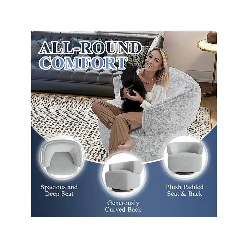 Fully Assembled Upholstered Swivel Barrel Chair