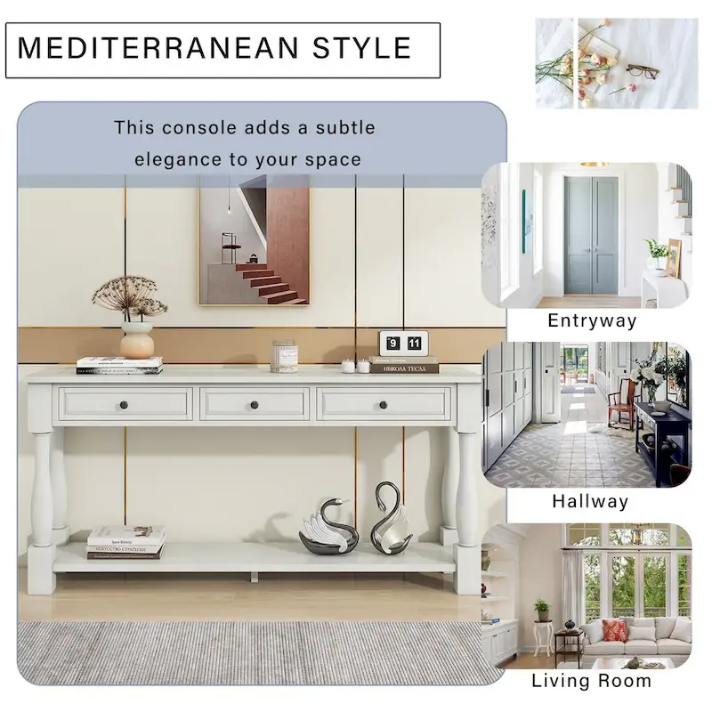 Merax 64 Long Extra-thick Console Table with Drawers and Shelf