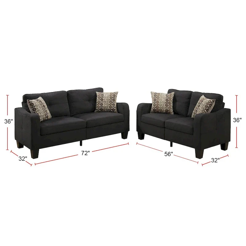 2 Piece Sofa Set with Accent Pillows