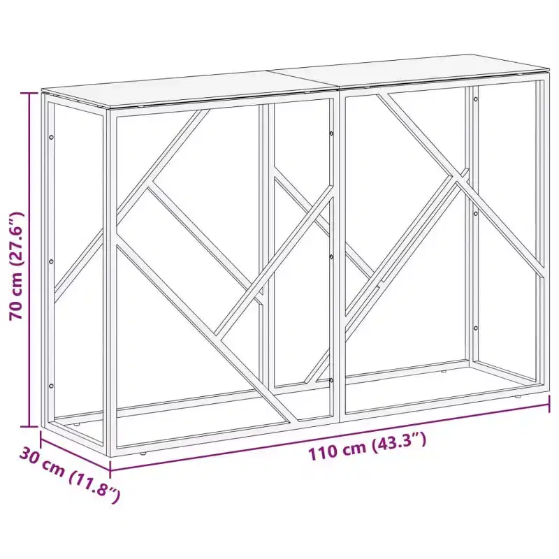 vidaXL Console Table Hallway Living Room Stainless Steel and Tempered Glass