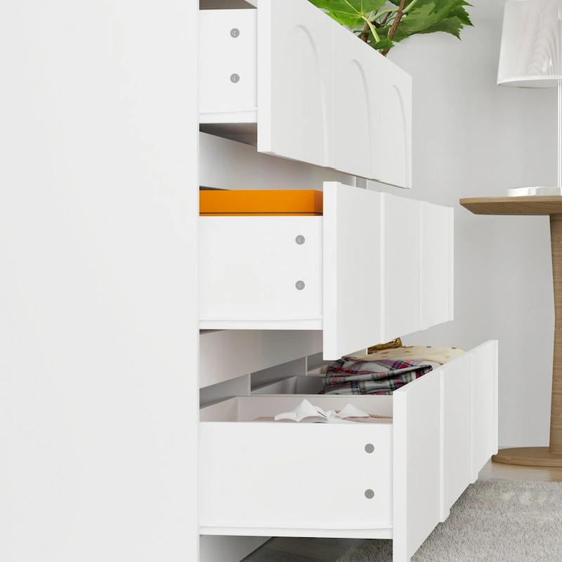 White 9-Drawer Dresser with Modern Design and Safety Features