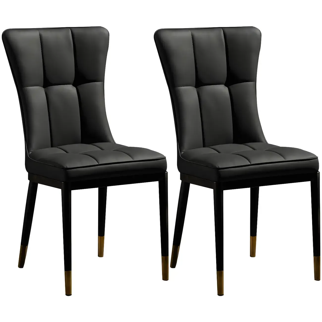 Armless Grey Tufted Leather High Back Dining Chair