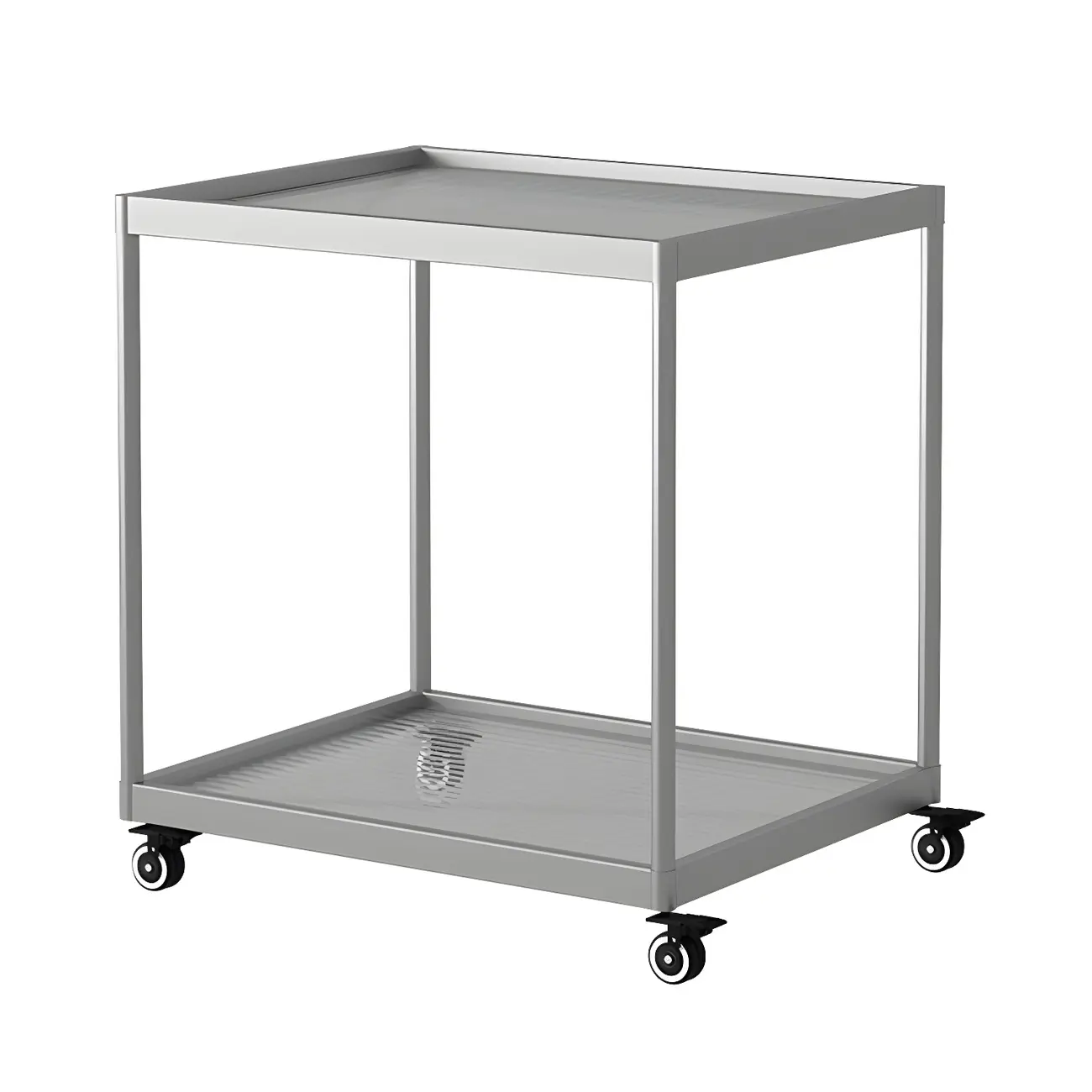 Gold Glass Rectangular Top Shelf Side Table on Wheels