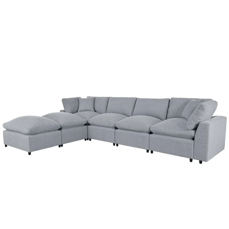 U-Shape Sectional Sofa, 2 Large Chaise with Removable Ottomans