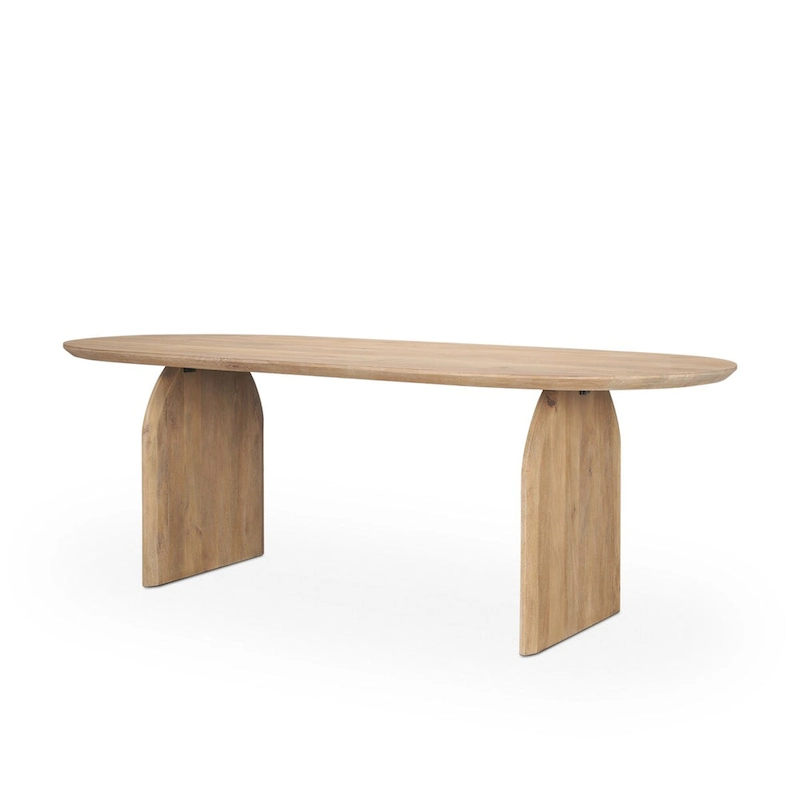 Isla Oval Dining Table w/Light Brown Wood Top & Arched Legs - 86.5L x 39.0W x 30.0H