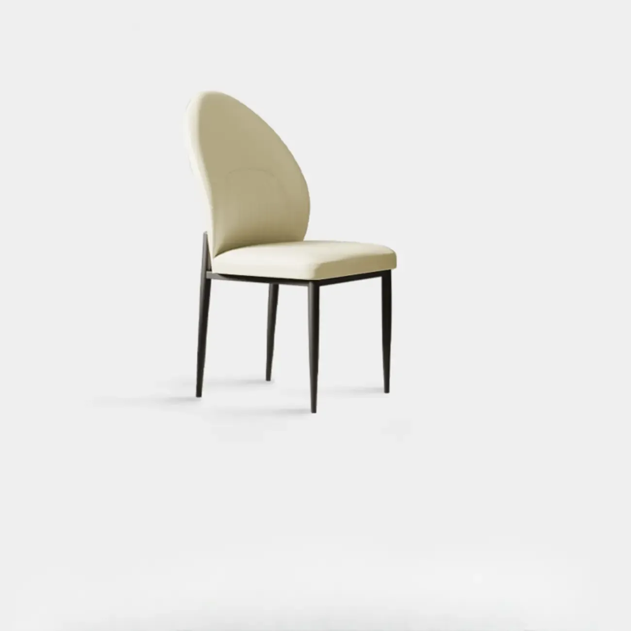 Modern Oval Back Faux Leather Armless Dining Chair
