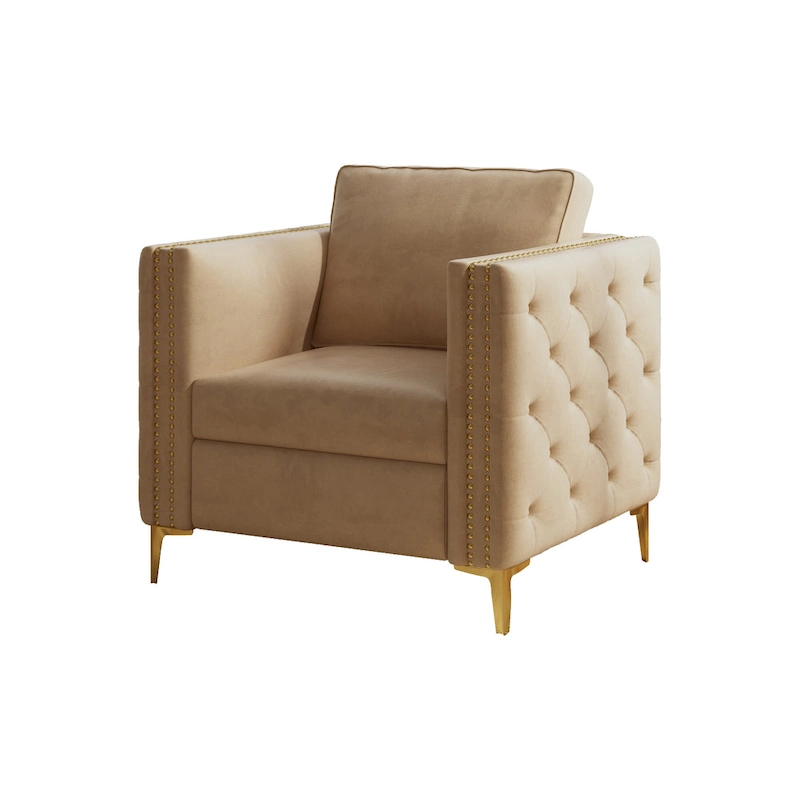 Khaki 35.4 Button Tufted Arm Chair