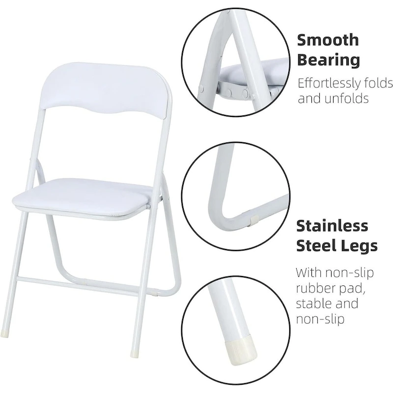6 Folding Chairs with Cushion, with Non-Slip Feet Pads
