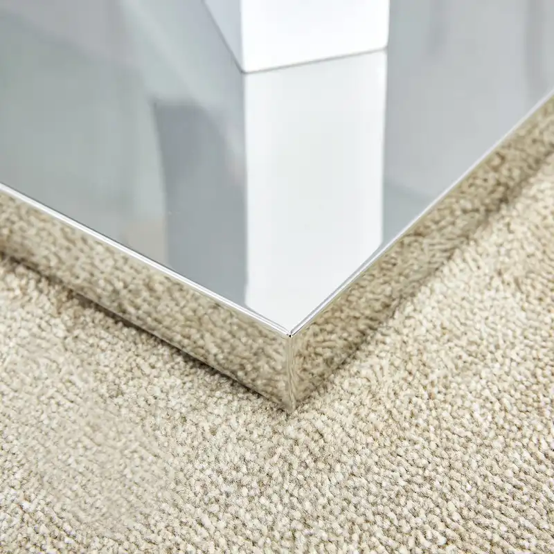 47.2 Modern Rectangular Coffee Table with Tempered Glass Tabletop and MDF Legs