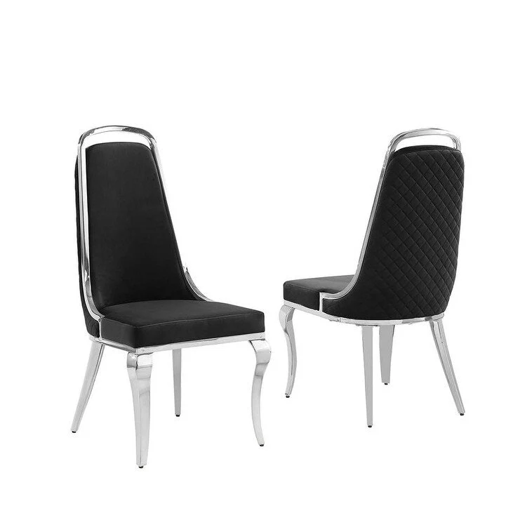 Velvet Side Chairs with Chrome Legs - Set of 2