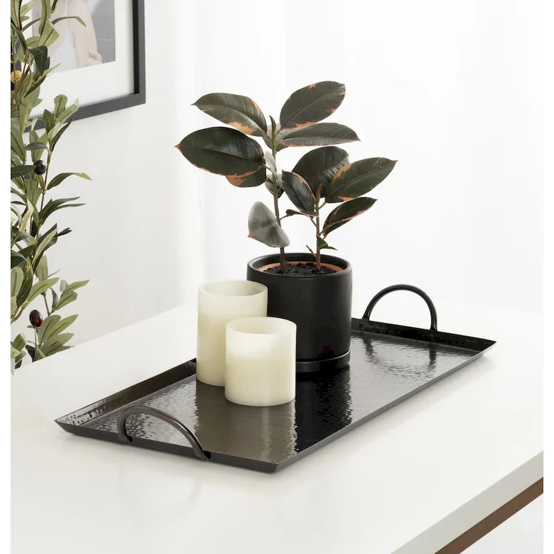 Kate and Laurel Sanzo Hammered Rectangle Metal Tray