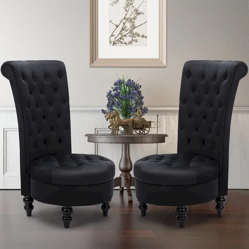 AVAWING Set of 2 Throne Royal Chair Thick Padding and Rubberwood Legs