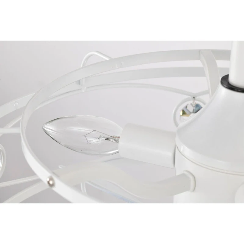 Maeve White Caged Lighted Ceiling Fan Fandelier 7-Blade Remote Control