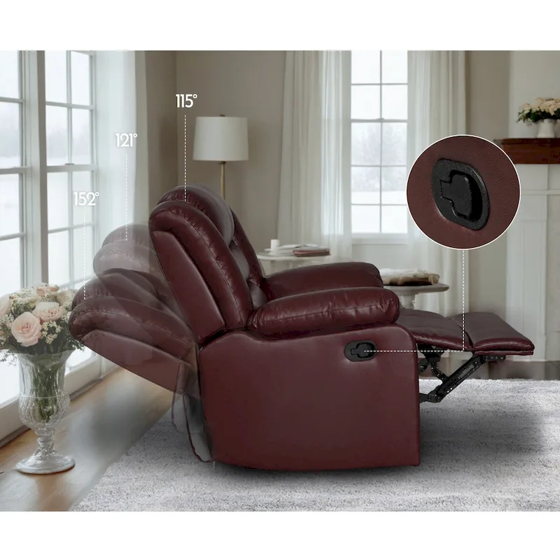 3 Piece Faux Leather Manual Reclining Livingroom Sofa Set with Dropdown Table and Console