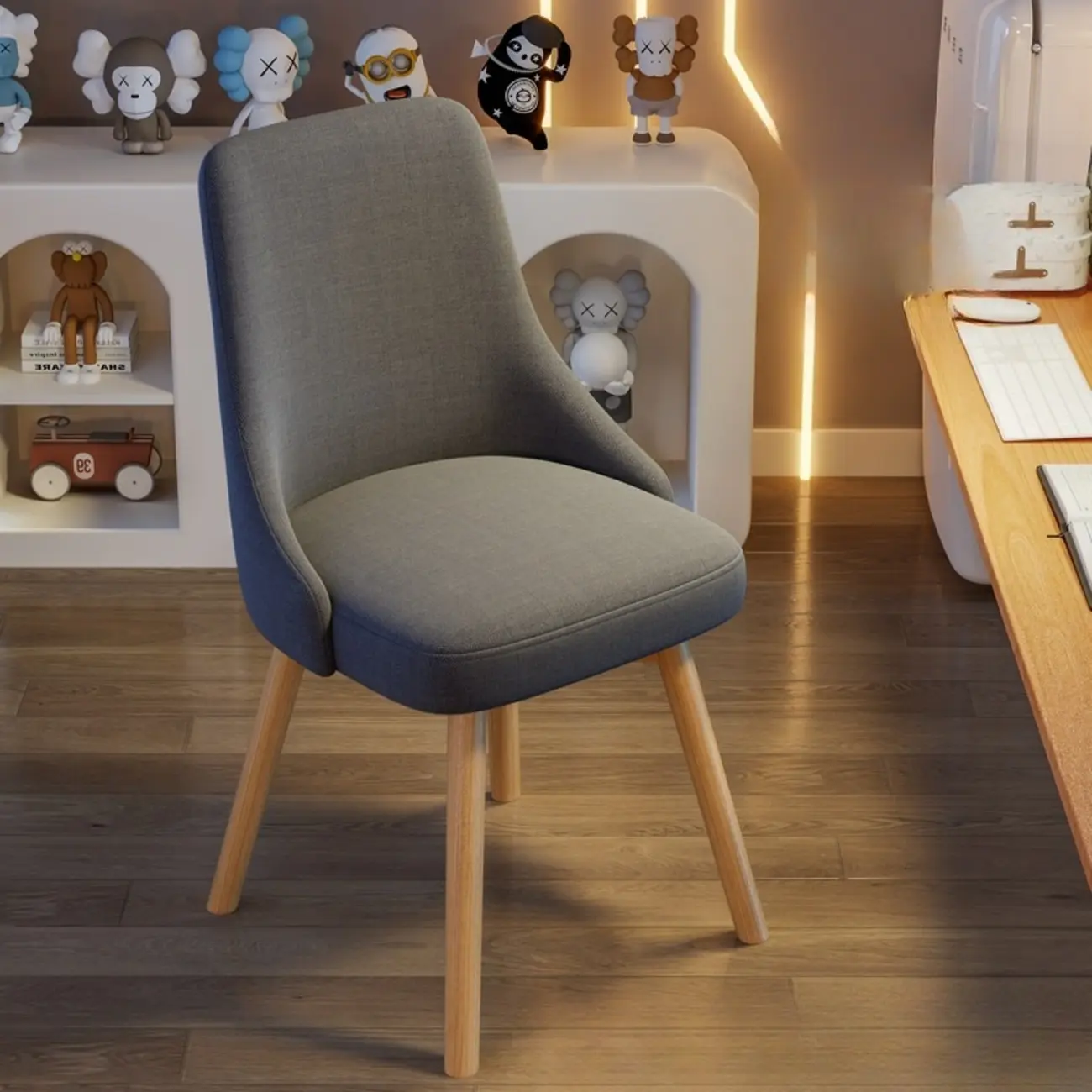 White Fabric Upholstered Solid Back Dining Chair