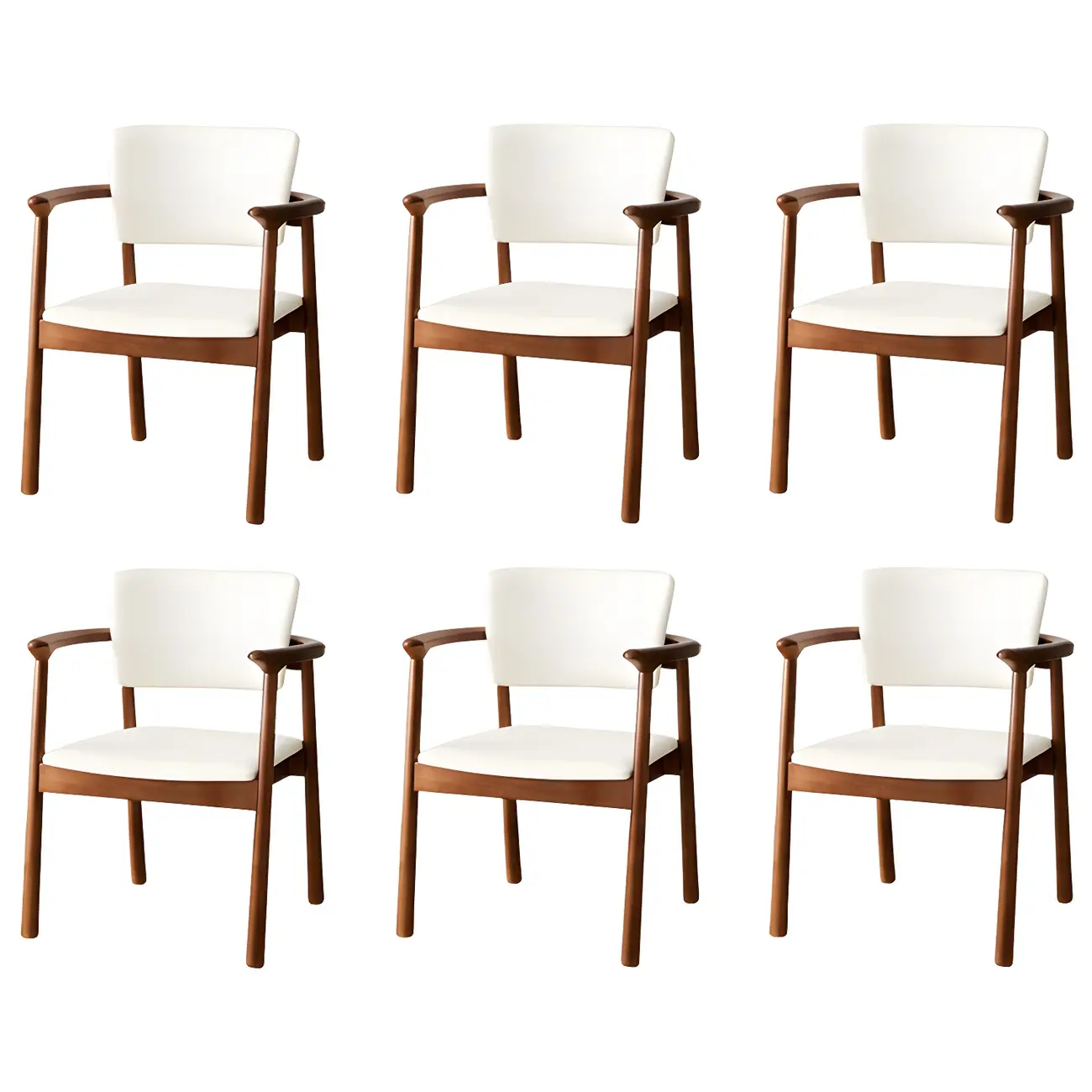 Modern Upholstered Rubberwood Arm Dining Chair Set of 2