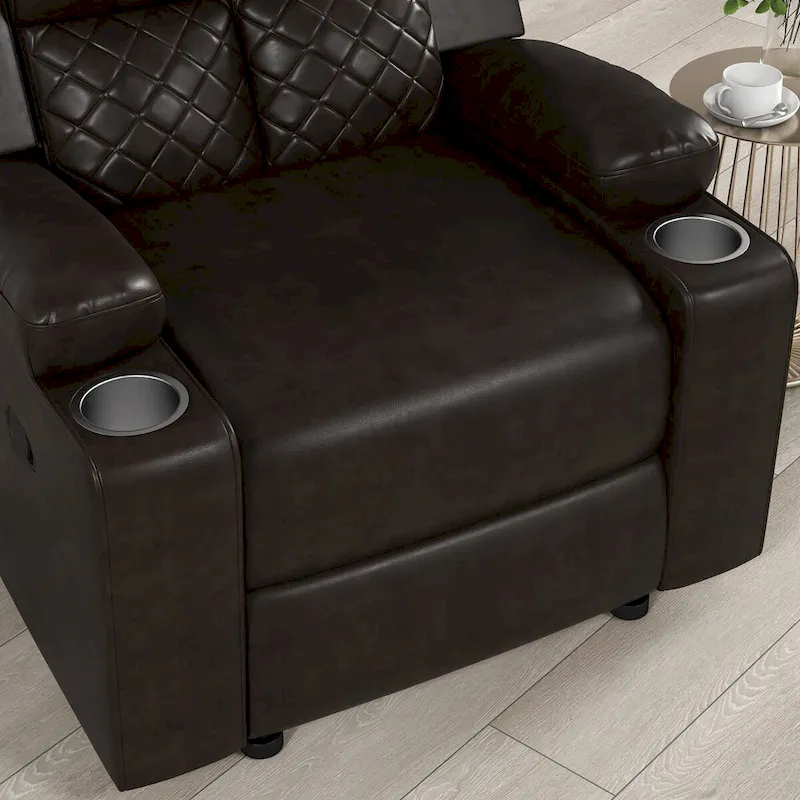 Home Theater Seating Manual Recliner with Overstuffed Back and Armrests