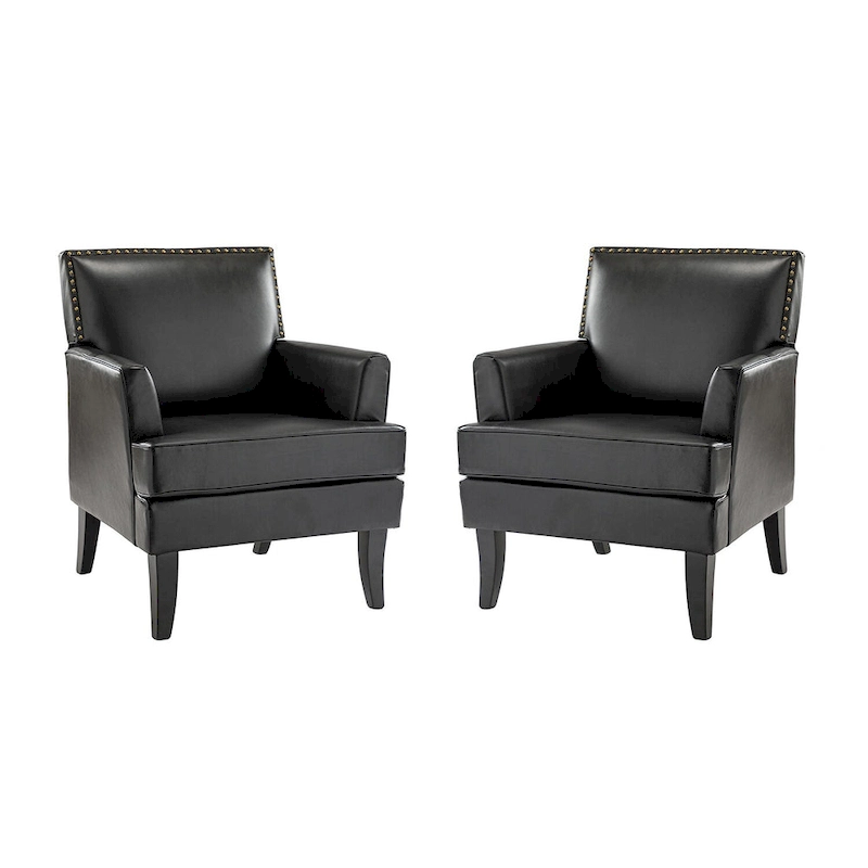 Nileus Modern Classic Polyester Accent Chair with Solid Wooden Legs Set of 2 by HULALA HOME