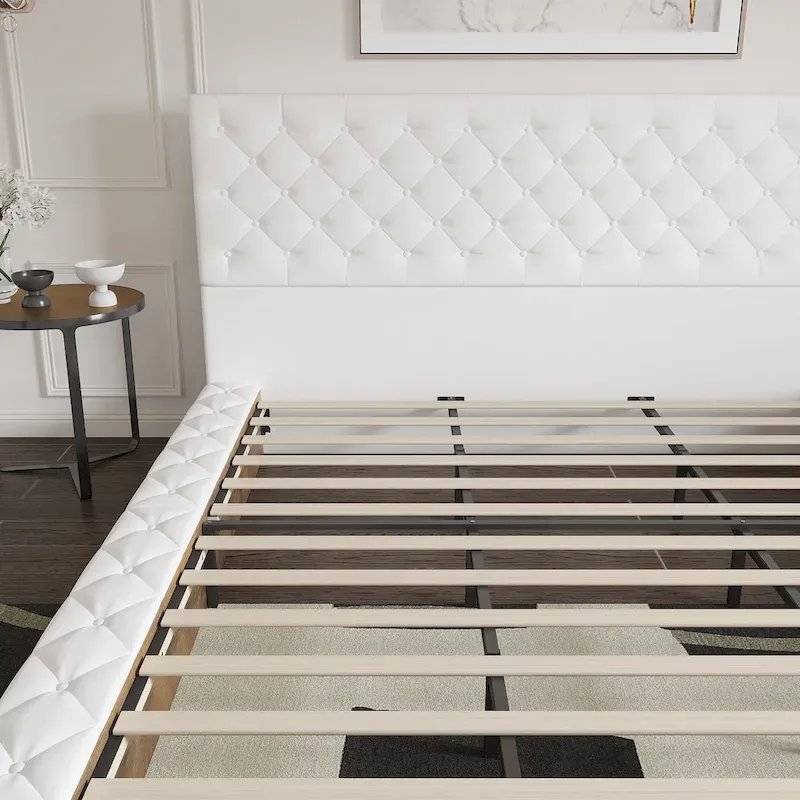 LED Queen/King Bed Frame with Tufted Headboard Bedroom Furniture