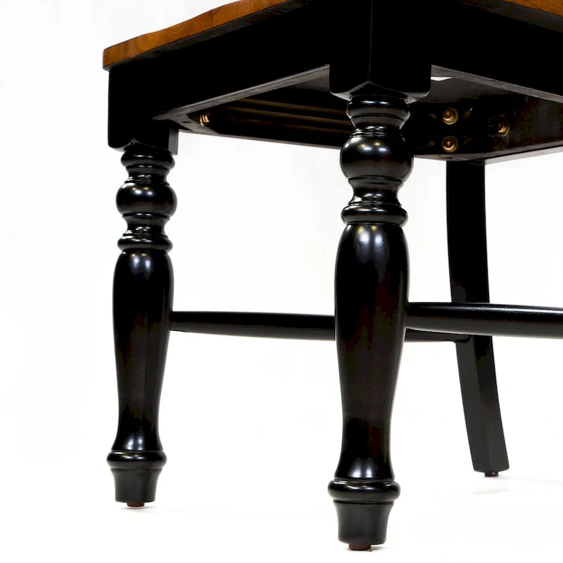 Levole Farmhouse Black Slatted Wood Dining Chairs (Set of 2) by