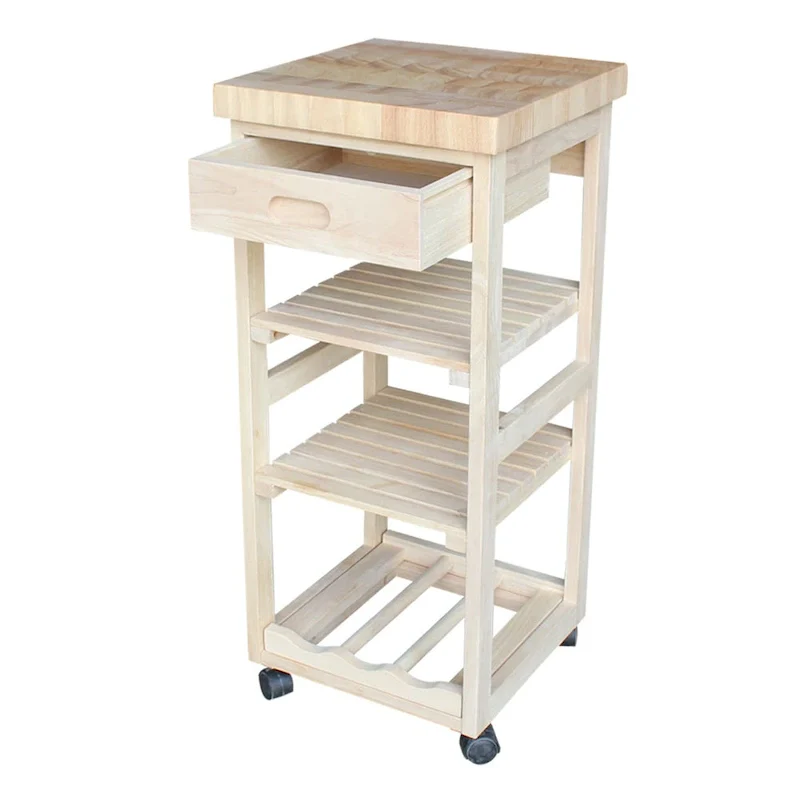 Estelle Unfinished Solid Parawood Kitchen Trolley