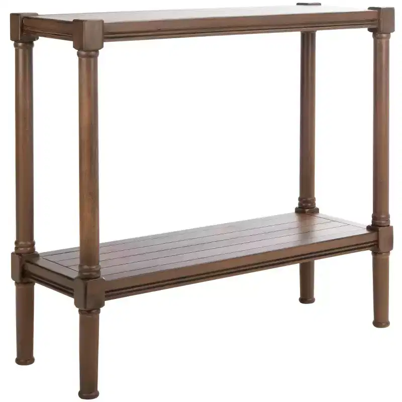 Console Table with Open Shelf – Brown / Distressed White