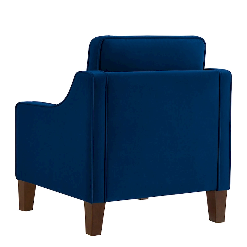 Modern Velvet Upholstered Armchair with Wooden Legs