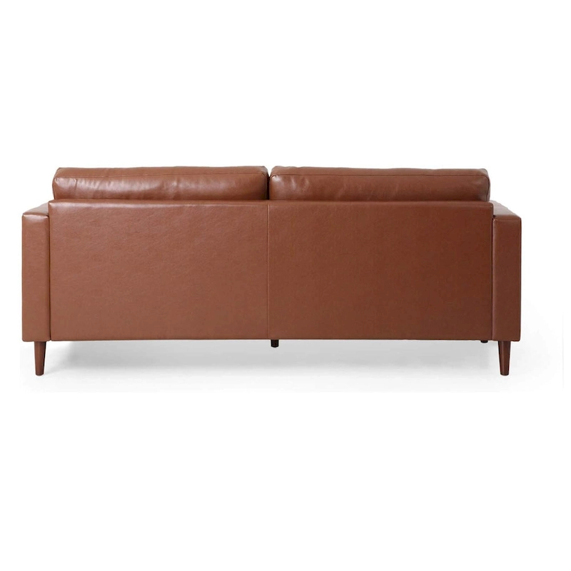 Modern 82.25 Faux Leather 3-Seater Sofa with Wood Legs