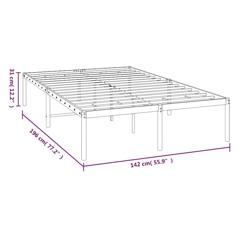 vidaXL Metal Bed Frame, No Mattress