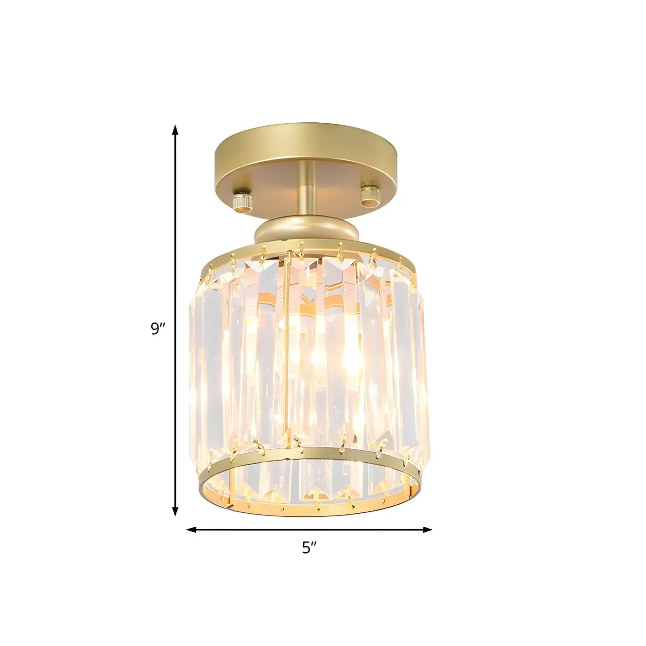 Elegant Clear Crystal Drum Semi Flush Ceiling Light
