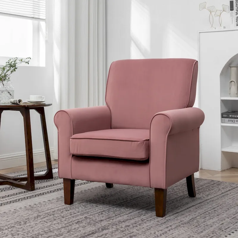 Traditional Rolled Arm Living Room Armchair