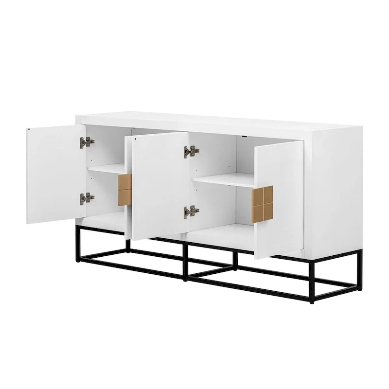 Modern 4-Door Sideboard with 3 Adjustable Shelves - MDF Storage Cabinet for Dining Room Kitchen - Elegant Design
