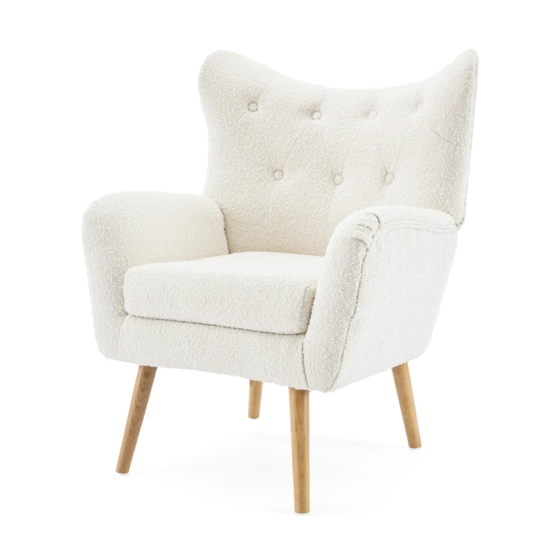 Almond Boucle Wingback Tufted Club Chair by Christopher Knight Home