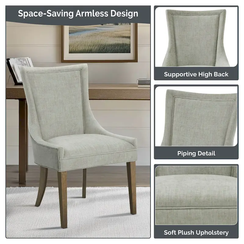 Madison Park Signature Ultra Upholstered Dining Side Chairs With Wood Legs (Set of 2)