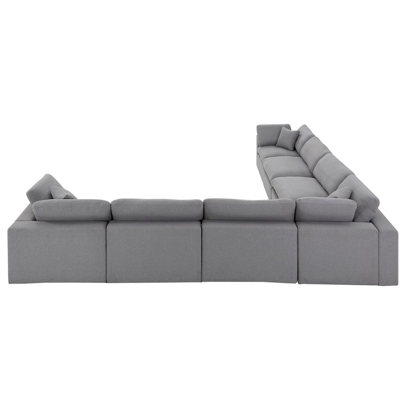 Anka Grey Linen Down Filled Cushioned 7-Seat Sectional Sofa by iNSPIRE Q Modern