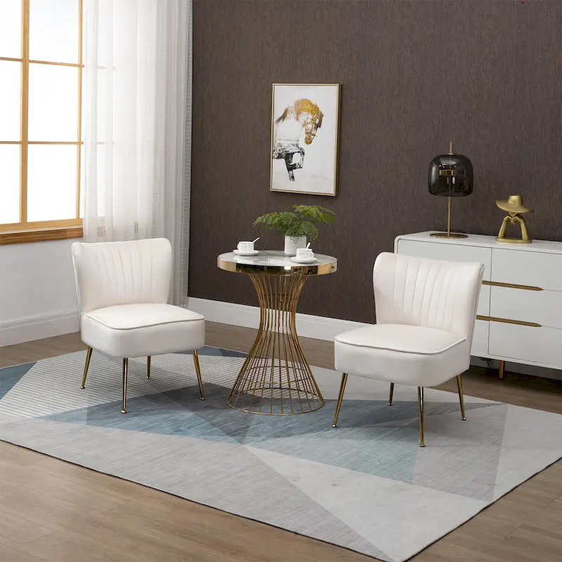 Velvet Upholstered Accent Side Chairs(Set of 2)