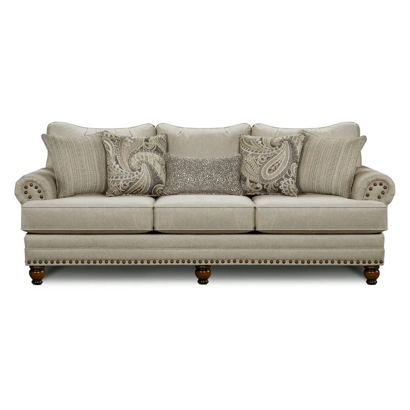 Carys Doe Nailhead Stationary Sofa